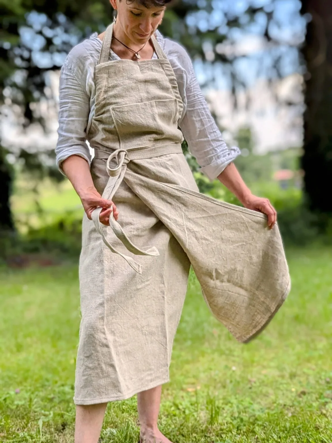 Tablier De Potier En Coton 100% Avec Fente Anti-Éclaboussures - Vert, Protection Optimale Pour Hommes Et Femmes
