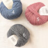 texture de la laine bio Semilla BC Garn bleu gris et rose