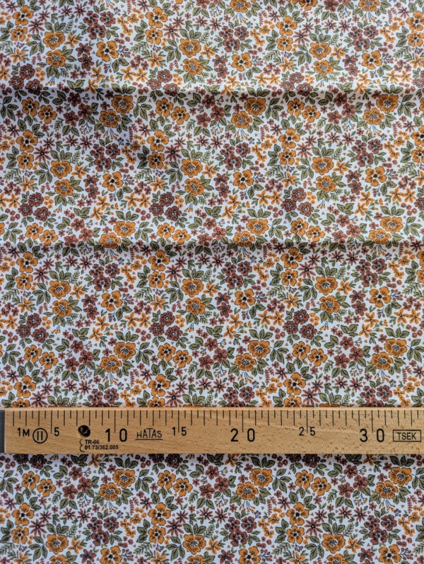 popeline de coton fleuri dans les tons jaunes et ocre