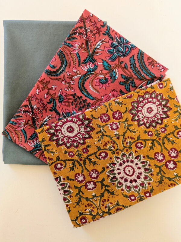 Ensemble de coupons de tissu bio et certifié prêt à être utilisé pour la couture d’accessoires, pochettes ou patchwork, lot vert