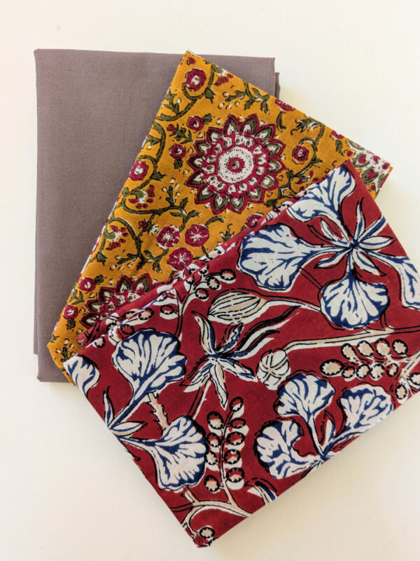 Ensemble de coupons de tissu bio et certifié prêt à être utilisé pour la couture d’accessoires, pochettes ou patchwork, lot marron