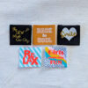 Lot de 5 étiquettes à coudre décoratives L’étiquette Home Couture avec messages positifs : Girls wanna have fun, Relax, Back to cool, The sew must go on, Smile.