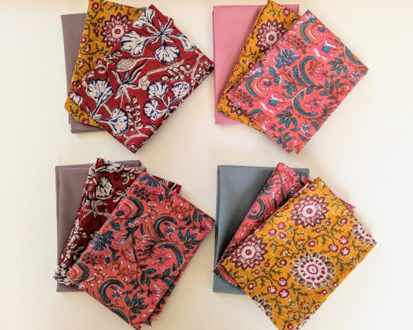 coupons tissu bio, lot de 3 coupons, 4 lots disponibles