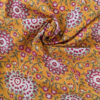 Coupons de voile de coton certifiés Oeko-Tex avec imprimés colorés d’inspiration indienne, motif fleur ocre