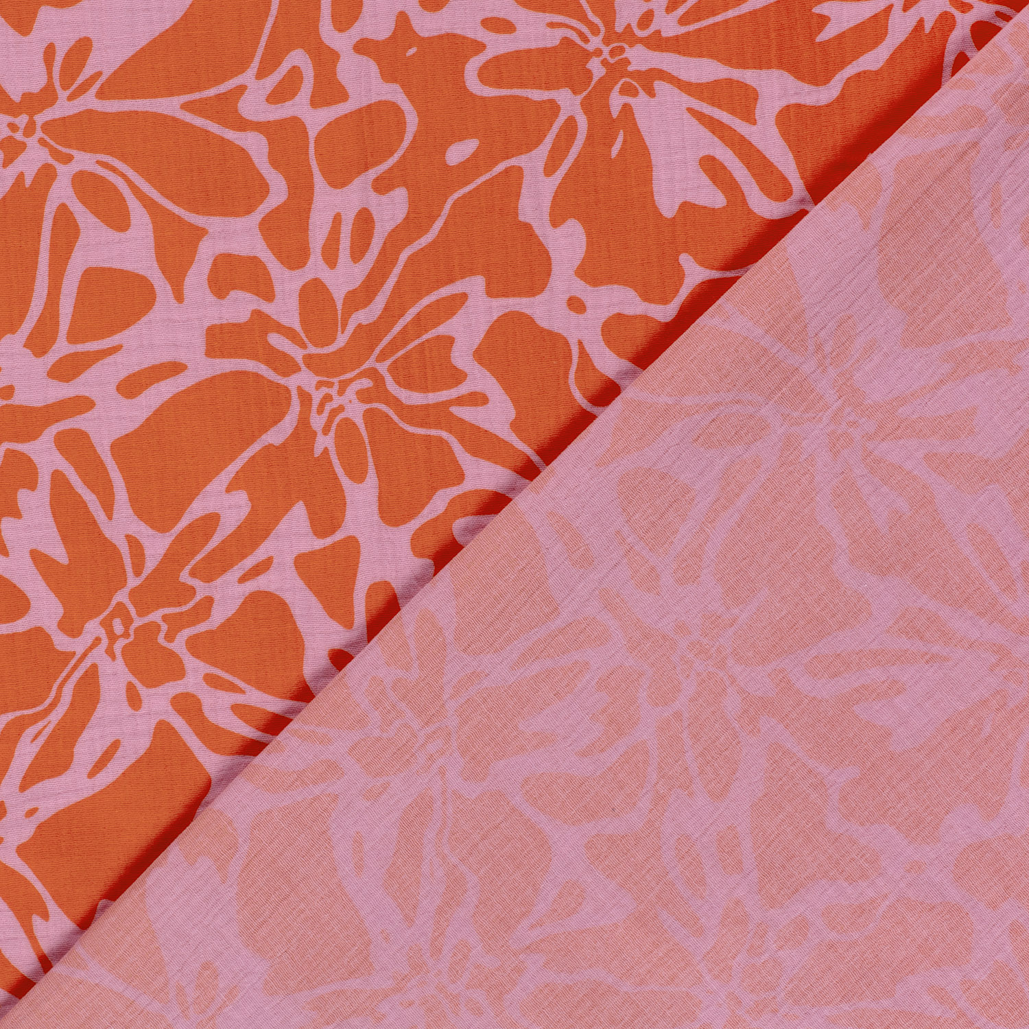 envers du tissu double gaze de coton imprimée au motif abstrait rose