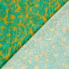 envers du tissu double gaze de coton motif fleur vert citron