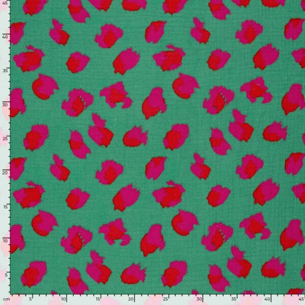 taille du motif léopard vert imprimé sur la double gaze de coton