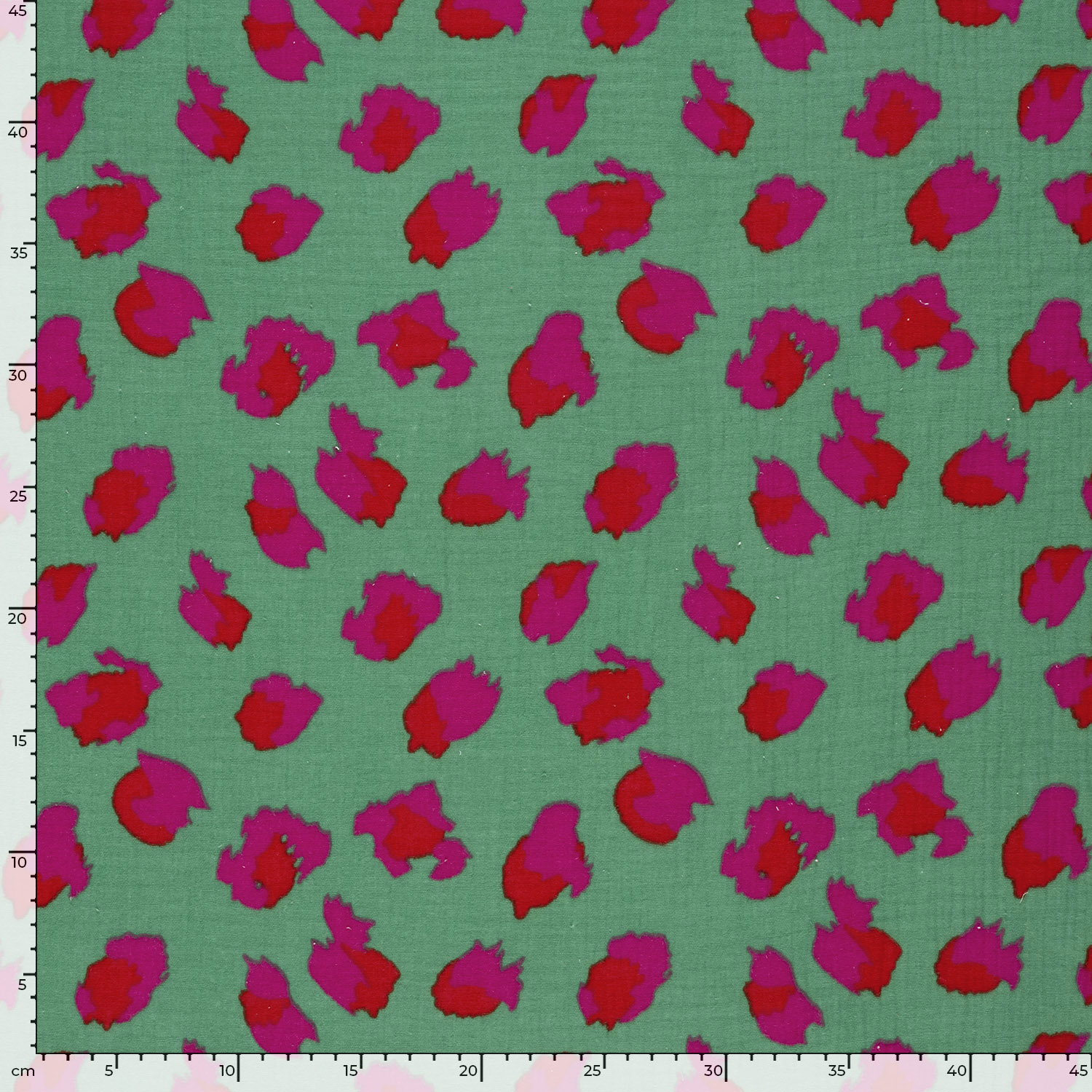 taille du motif léopard vert imprimé sur la double gaze de coton