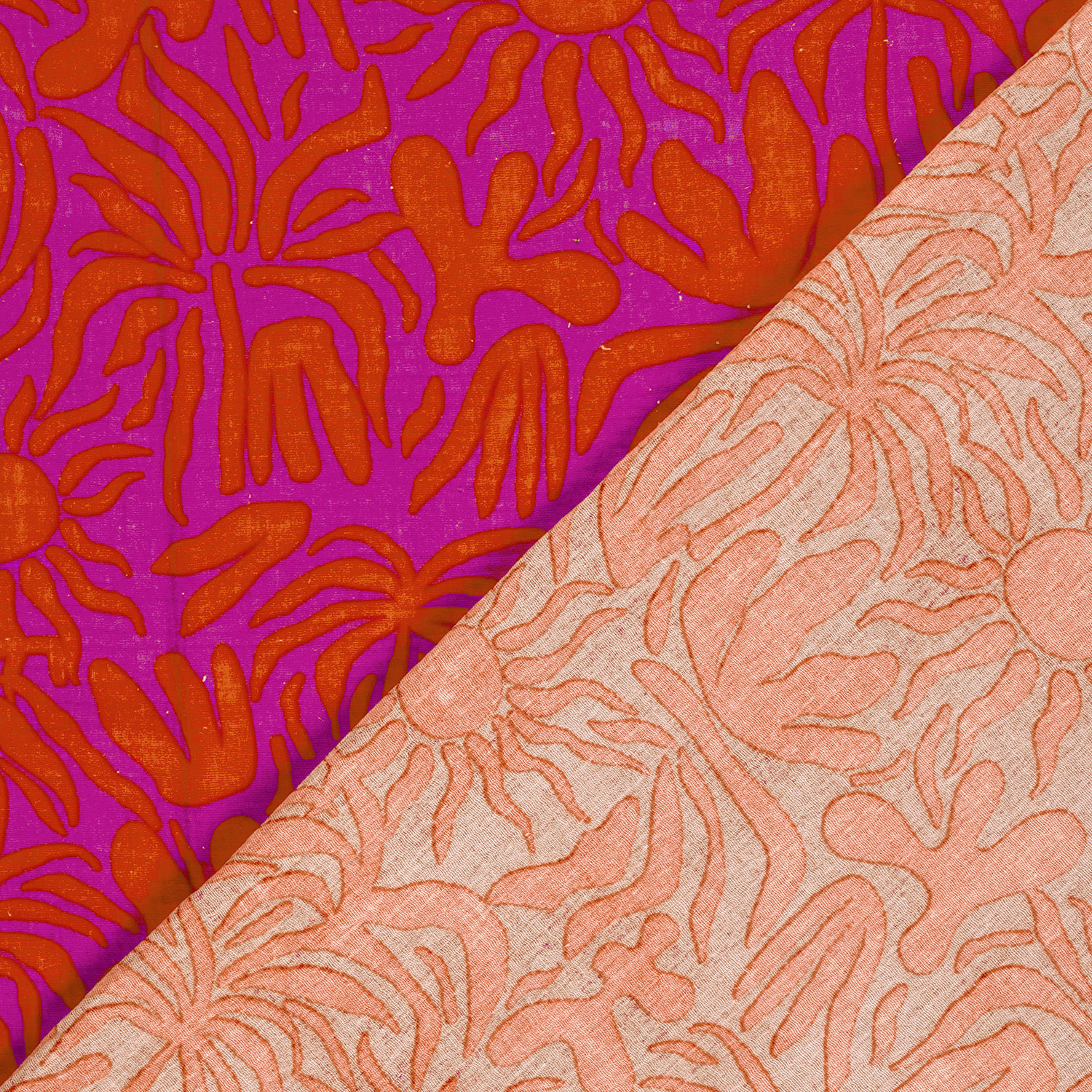 envers tissu double gaze coton imprimée motif soleil rose