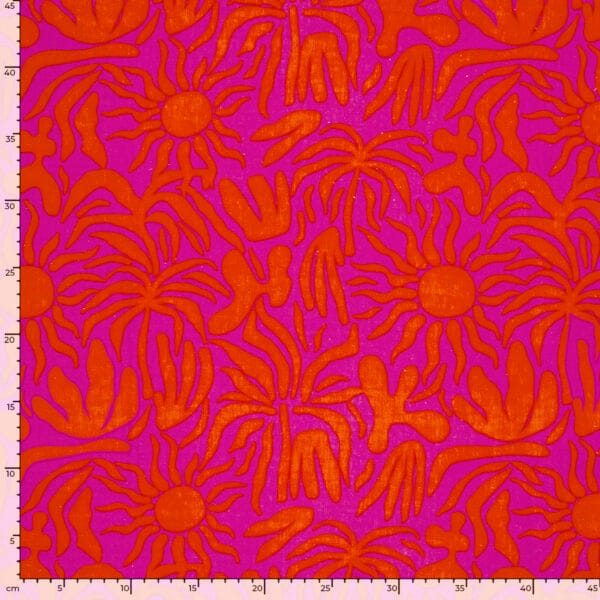 dimensions du motif soleil rose de la double gaze de coton imprimée