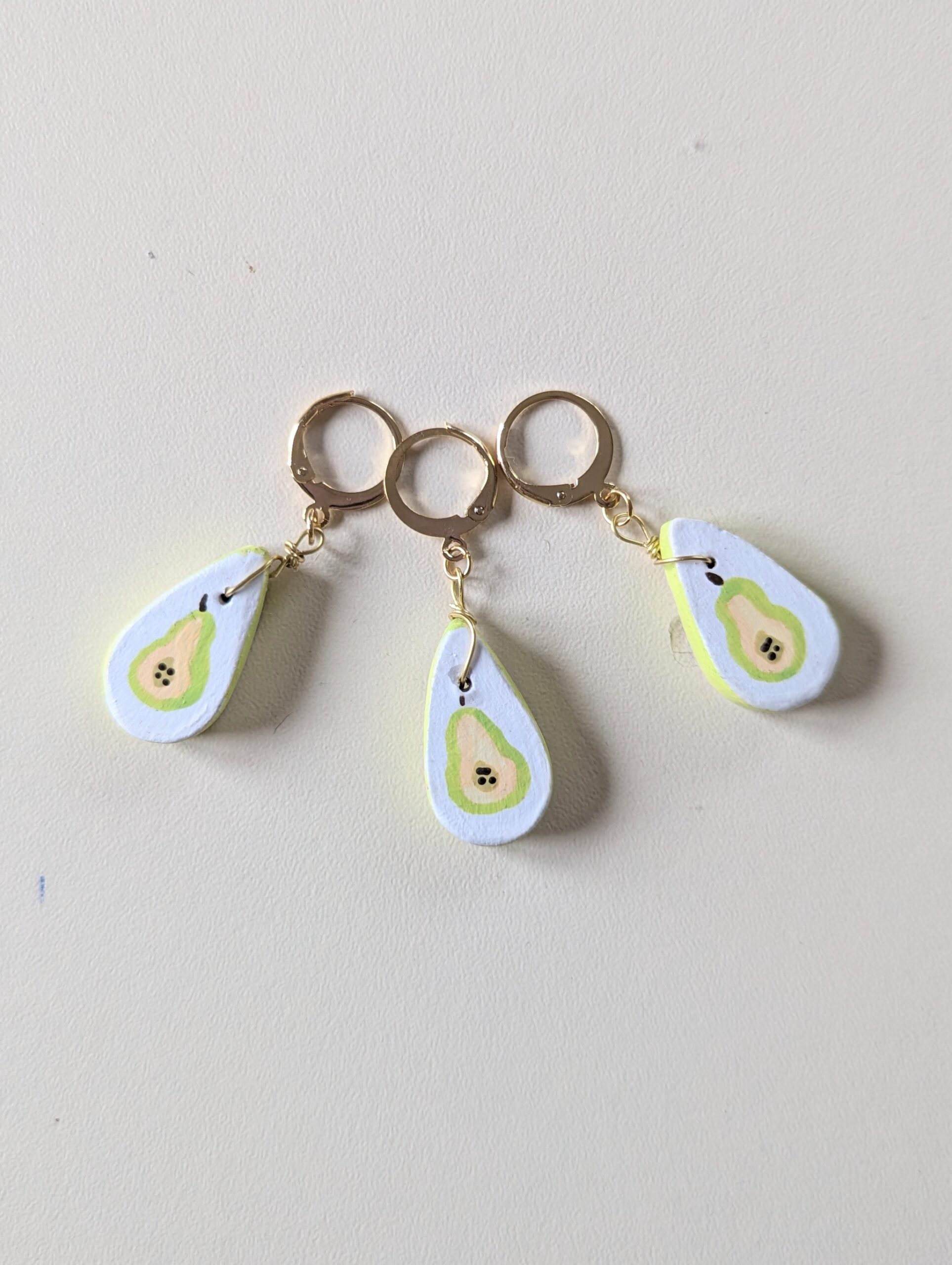 marqueurs de mailles uniques et originaux pour le crochet ou le tricot peint à la main avec motif de poire