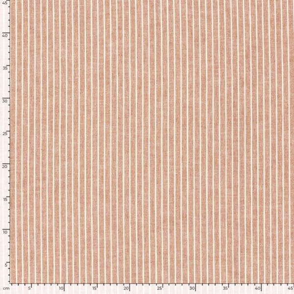 détail du tissu lin coton rayé brique