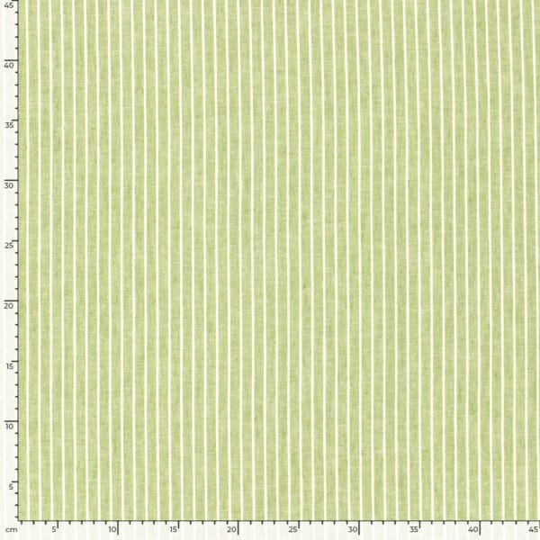 détail du tissu lin coton rayé vert citron