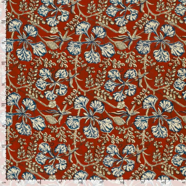 voile de coton imprimé tissu léger rouge motif batik indien