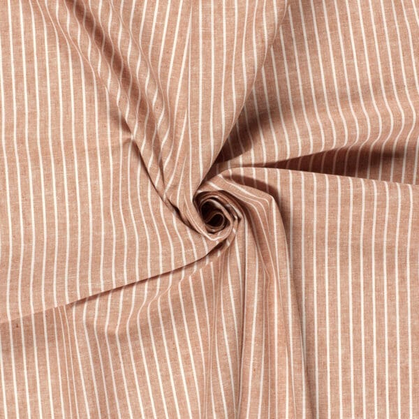 tombé du tissu lin coton rayé brique idéal pour un pantalon d"été