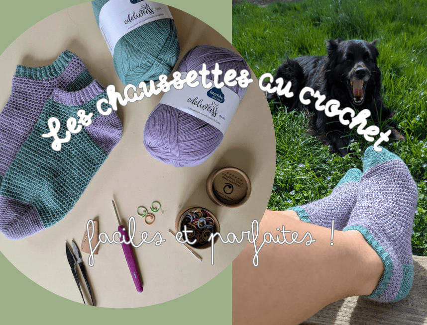 chaussette en crochet avec pelotes de laine spéciale pour les chaussettes