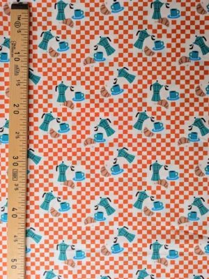 Tissu coton café et croissants rétro – Cafe
